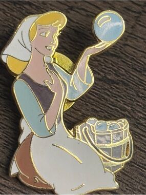 Disney Cinderella Enamel Brooch - Pastel Blue, White, Gold, Pink, Brown